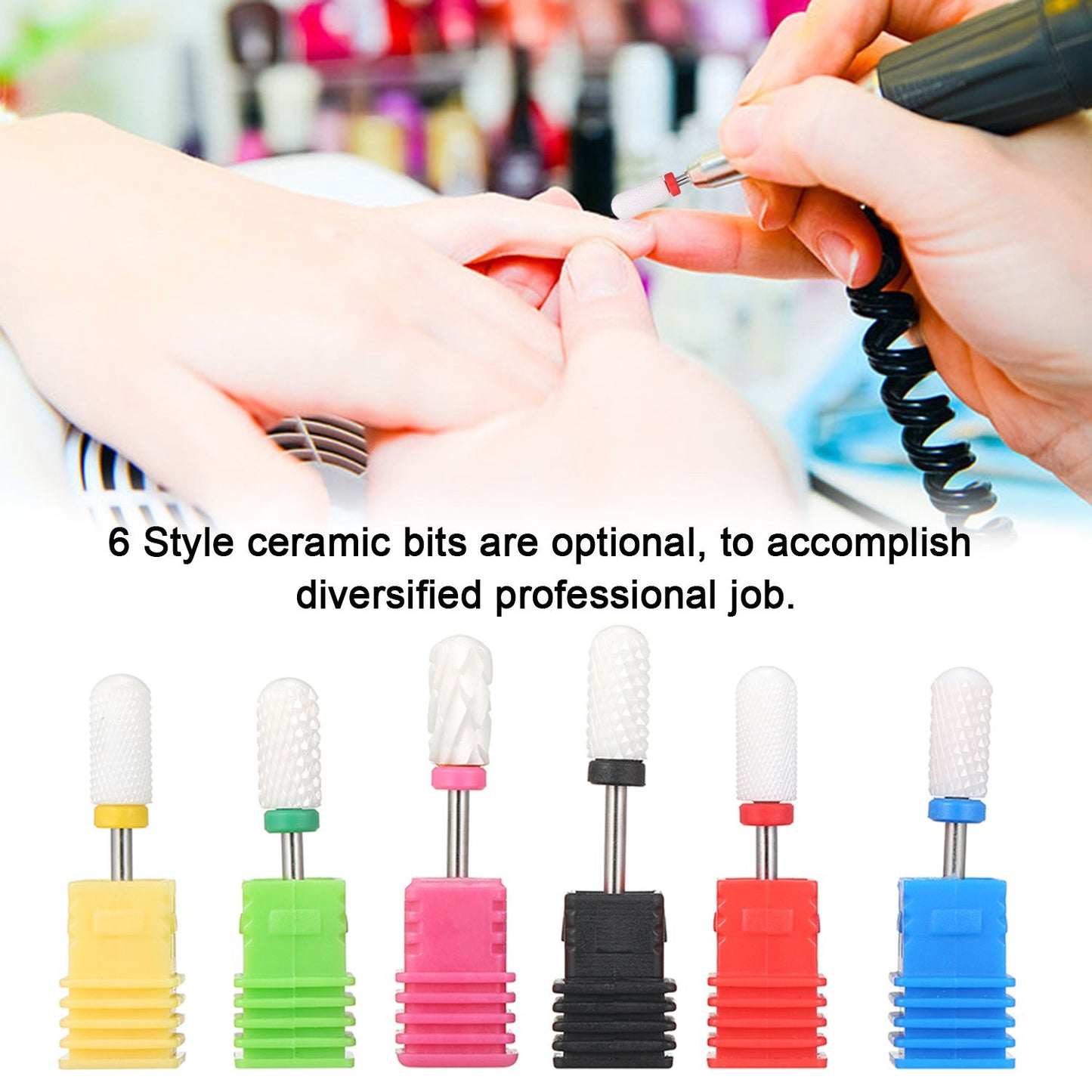 White Ceramic Nail Drill Bit Large Barrel Smooth Top Bit