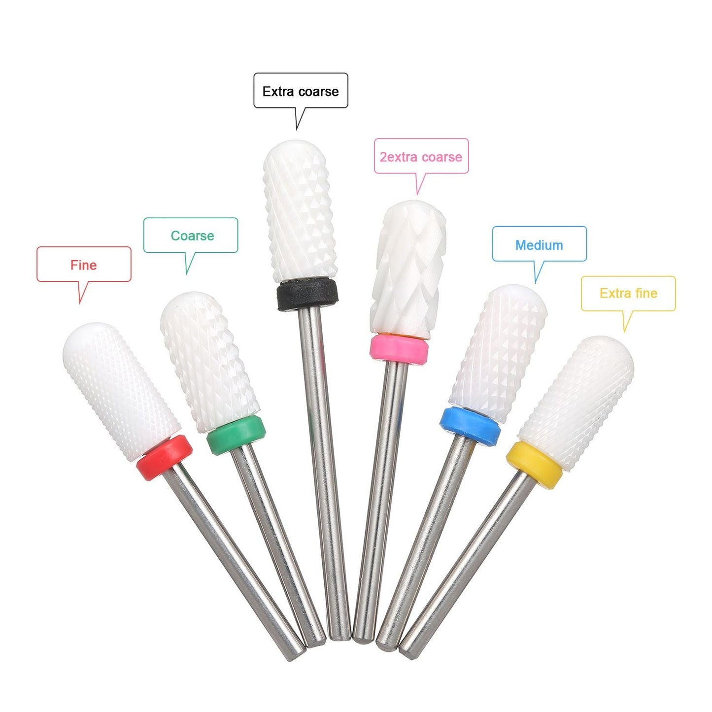 White Ceramic Nail Drill Bit Large Barrel Smooth Top Bit