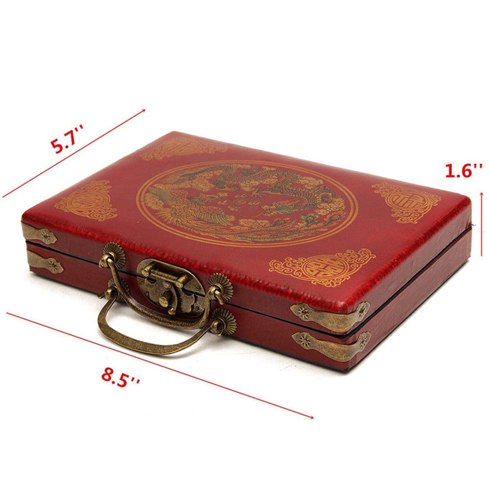 Portable Retro Mahjong Box Mah-Jong Chinese Numbered Mahjong