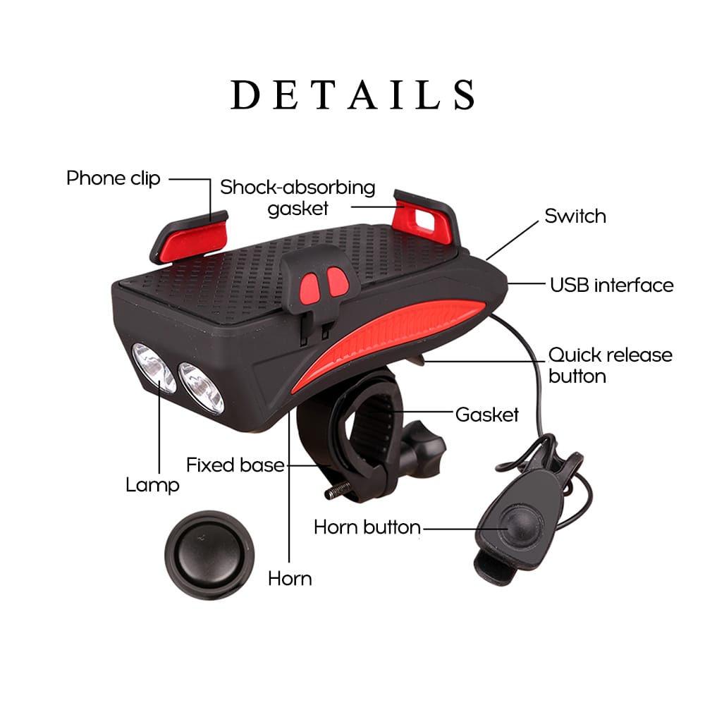 Bicycle Mobile Phone Bracket Riding Front Light Speaker