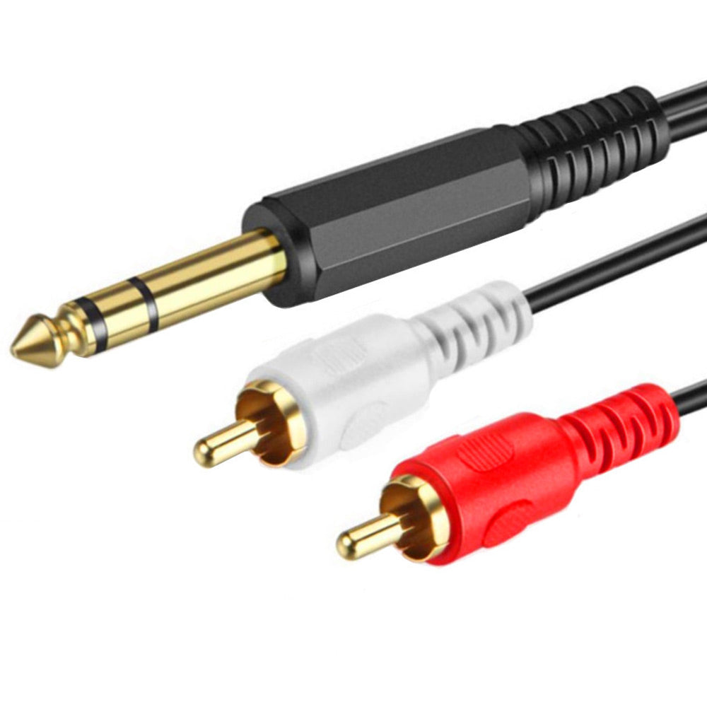 Uniqkart 6.35mm Male Stereo to 2 RCA Male Plug Cable 1 / 4 Inch to Dual RCA Y-Splitter Audio Cord, 1.5m