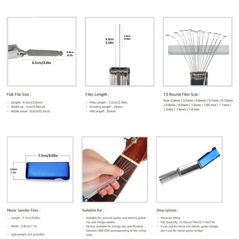 Metal Guitar Fingerboard Tool Guitar Nut Groove Grinding File Guitar Repair Tool for Maintenance