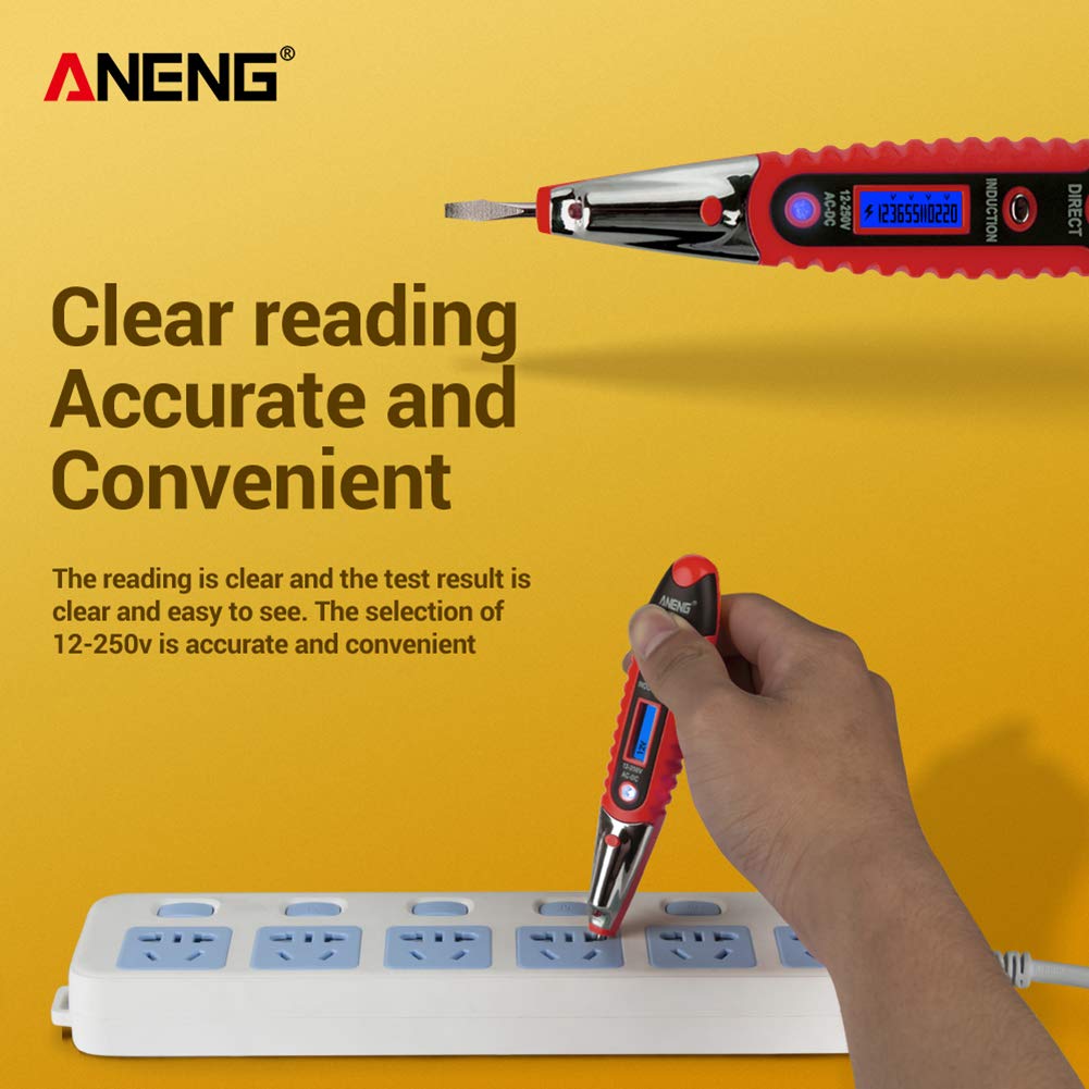 Aneng VD700 Digital Display Multi-functional Safety Induction Electro-technical Pen with LED Lighting - Red