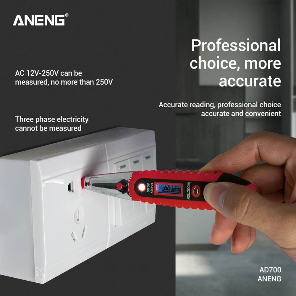 Aneng VD700 Digital Display Multi-functional Safety Induction Electro-technical Pen with LED Lighting - Red