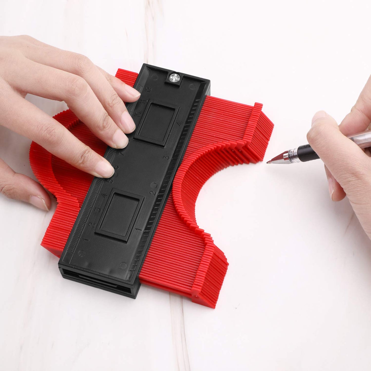 Universal Energy Irregular Radio Scale Profile Gauge Measuring Tool - Red/6-inch