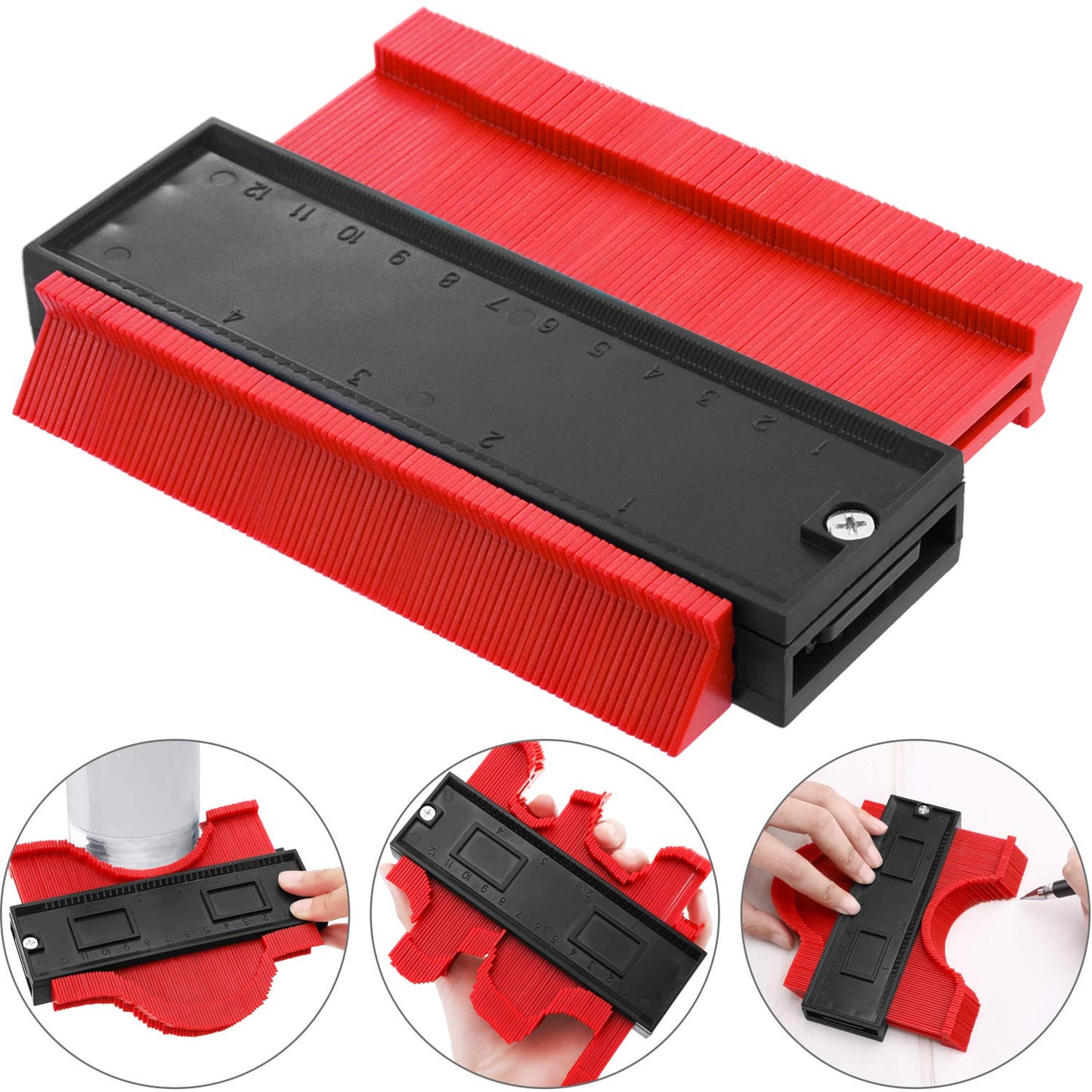 Universal Energy Irregular Radio Scale Profile Gauge Measuring Tool - Red/10-inch