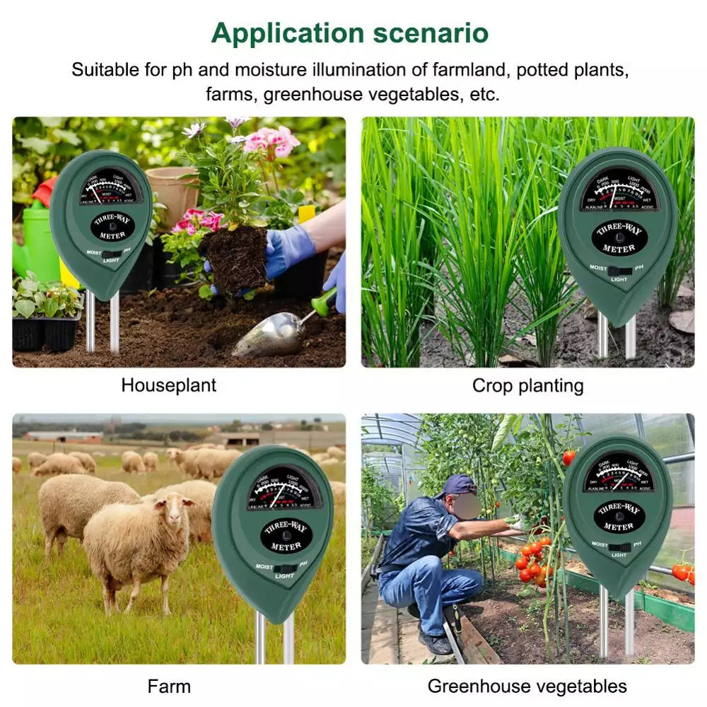 ZZ-009 3 in 1 Soil Tester with PH/Light/Moisture Acidity Tester for Bonsai Tree Garden Care Farm