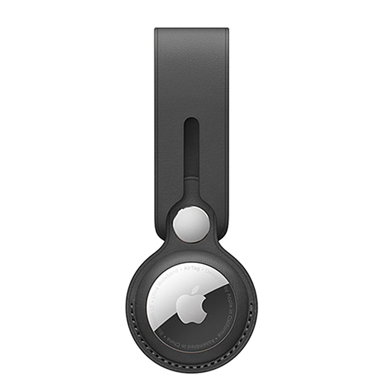 Uniqkart Genuine Leather Protective Cover Shock-Absorbed Case (M Style) for Apple AirTag - Black