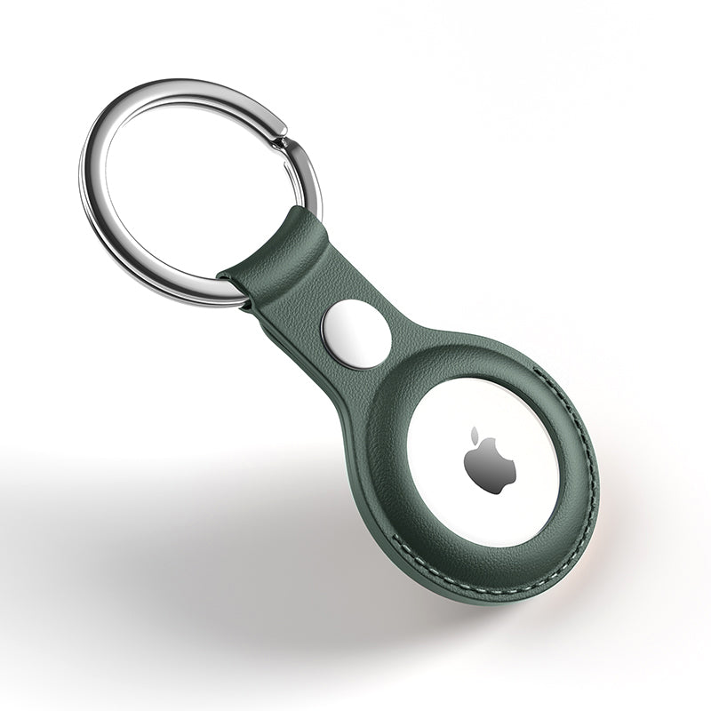 Uniqkart Genuine Leather Protective Cover Shock-Proof Case (S Style) for Apple AirTag - Green