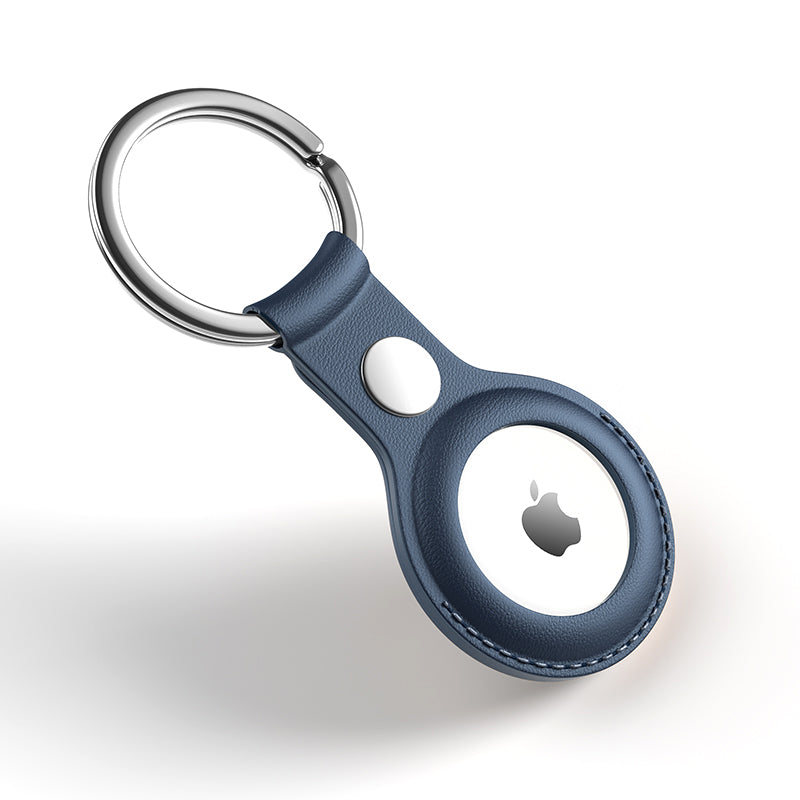 Uniqkart Genuine Leather Protective Cover Shock-Proof Case (S Style) for Apple AirTag - Blue