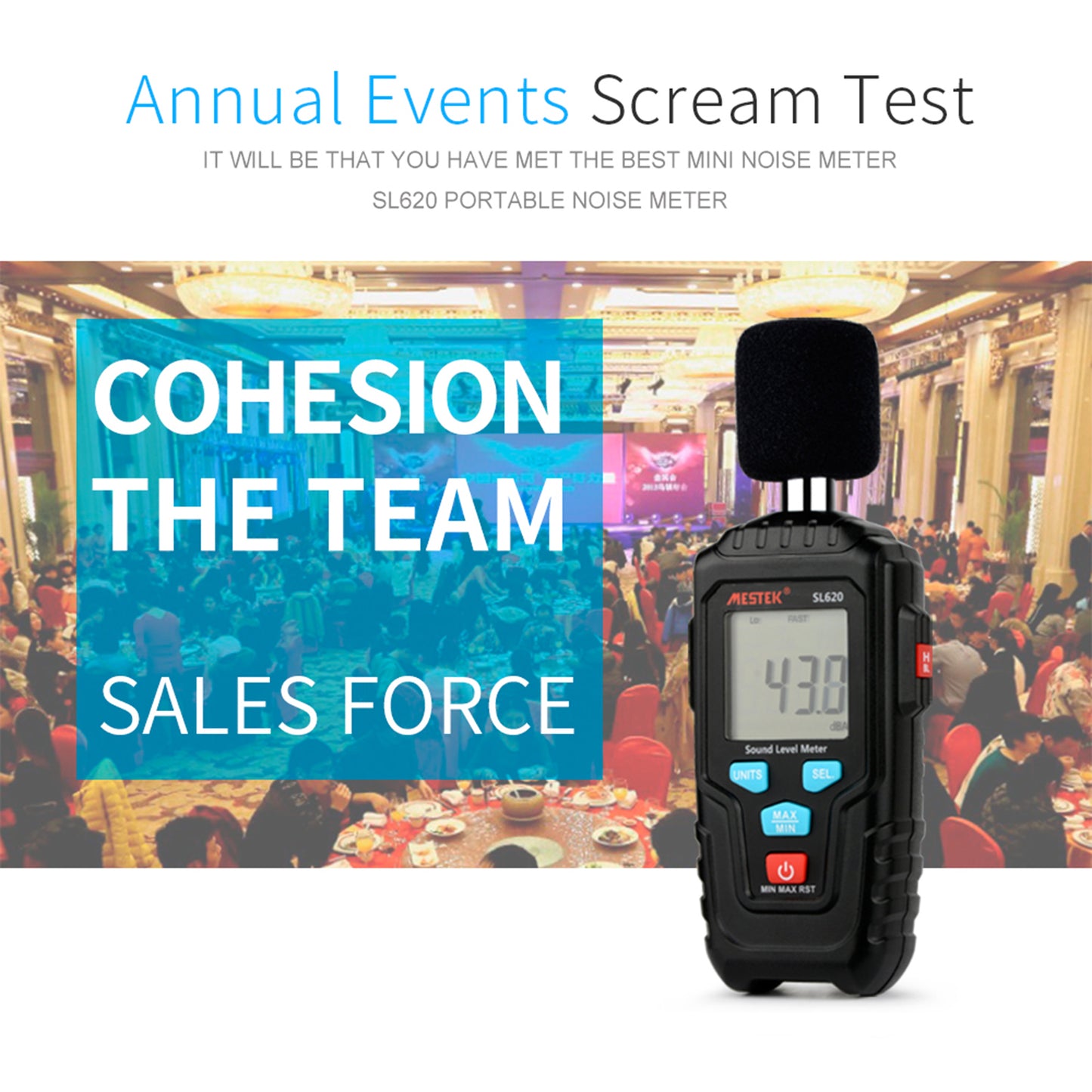 Uniqkart SL620 LCD Digital Audio Decibel Meter 35-135dB Sound Level Meter Noise Level Meter Sound Monitor Noise Measurement Tool