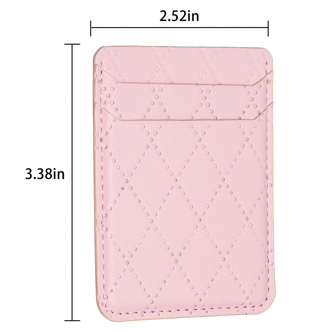 BFK11 Rhombus Design PU Leather Bank Card Bag Self-adhesive Phone Back Card Holder - Pink
