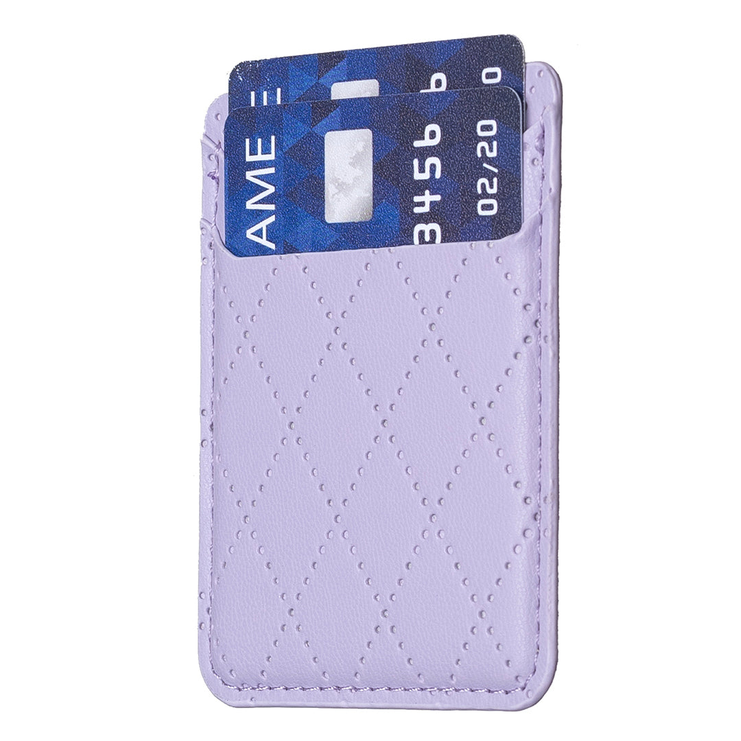 BFK11 Rhombus Design PU Leather Bank Card Bag Self-adhesive Phone Back Card Holder - Purple