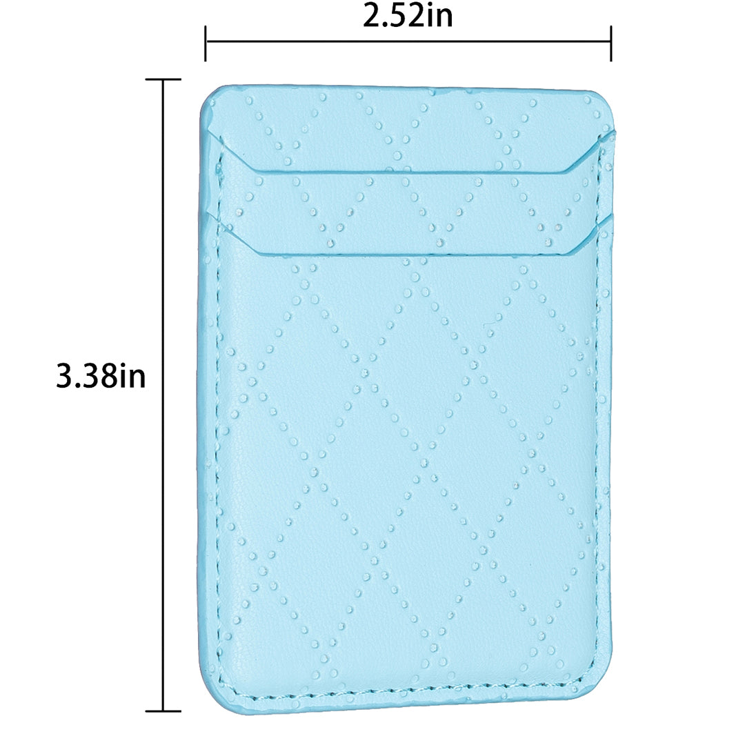 BFK11 Rhombus Design PU Leather Bank Card Bag Self-adhesive Phone Back Card Holder - Blue