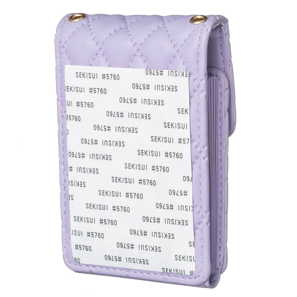BFK07 Self-adhesive Phone Back Card Holder Metal Buckle PU Leather Multiple Cards Vertical Storage Bag - Purple