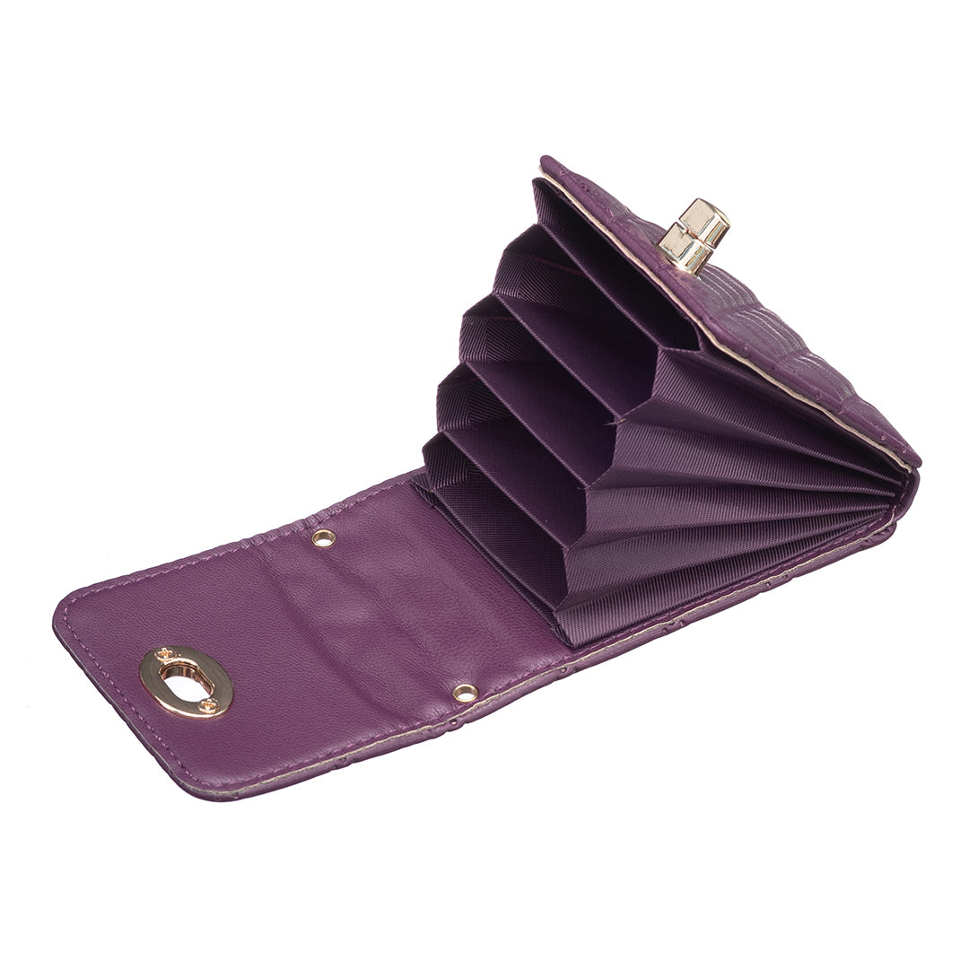BFK07 Self-adhesive Phone Back Card Holder Metal Buckle PU Leather Multiple Cards Vertical Storage Bag - Dark Purple