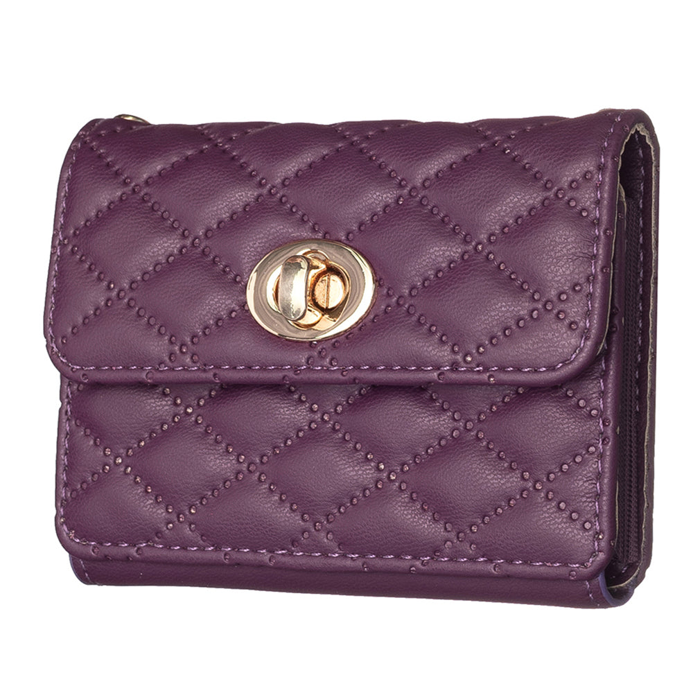 BFK09 Adhesive Phone Back Horizontal Card Holder Metal Buckle PU Leather Multiple Cards Storage Bag - Dark Purple