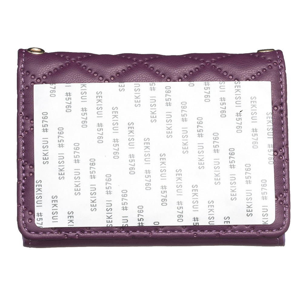 BFK09 Adhesive Phone Back Horizontal Card Holder Metal Buckle PU Leather Multiple Cards Storage Bag - Dark Purple