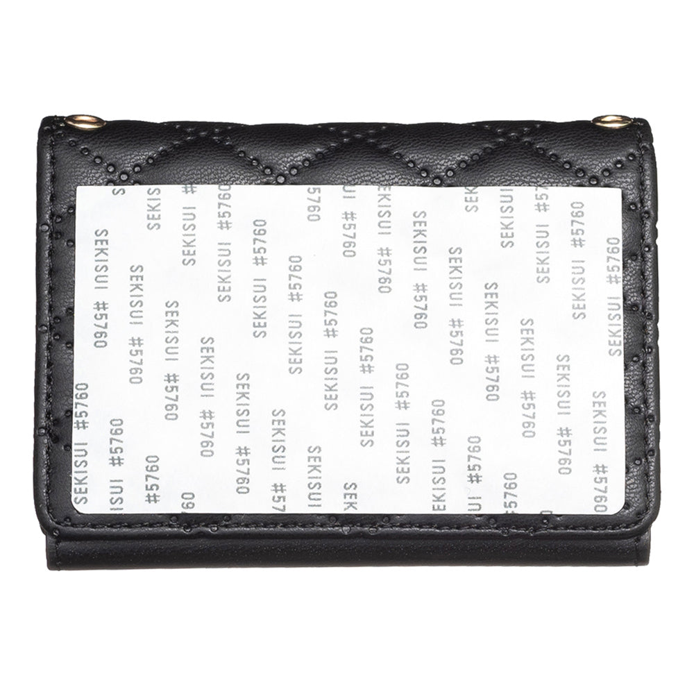 BFK09 Adhesive Phone Back Horizontal Card Holder Metal Buckle PU Leather Multiple Cards Storage Bag - Black