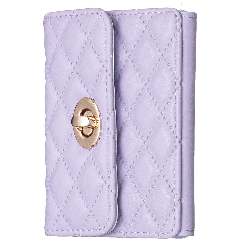 BFK09 Adhesive Phone Back Horizontal Card Holder Metal Buckle PU Leather Multiple Cards Storage Bag - Purple