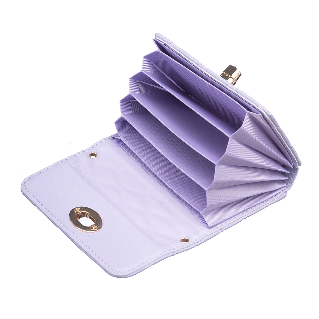BFK09 Adhesive Phone Back Horizontal Card Holder Metal Buckle PU Leather Multiple Cards Storage Bag - Purple