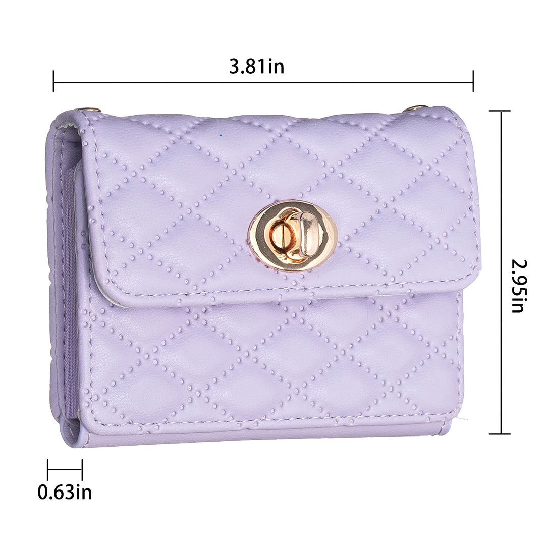 BFK09 Adhesive Phone Back Horizontal Card Holder Metal Buckle PU Leather Multiple Cards Storage Bag - Purple