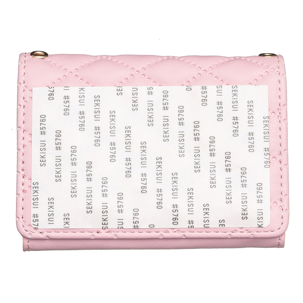 BFK09 Adhesive Phone Back Horizontal Card Holder Metal Buckle PU Leather Multiple Cards Storage Bag - Pink