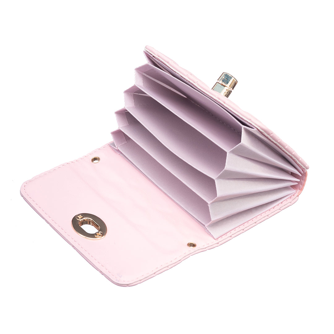 BFK09 Adhesive Phone Back Horizontal Card Holder Metal Buckle PU Leather Multiple Cards Storage Bag - Pink