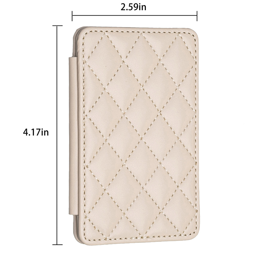 BFK05 3D Rhombus Design Self-adhesive Phone Back Card Holder PU Leather Card Bag - Beige