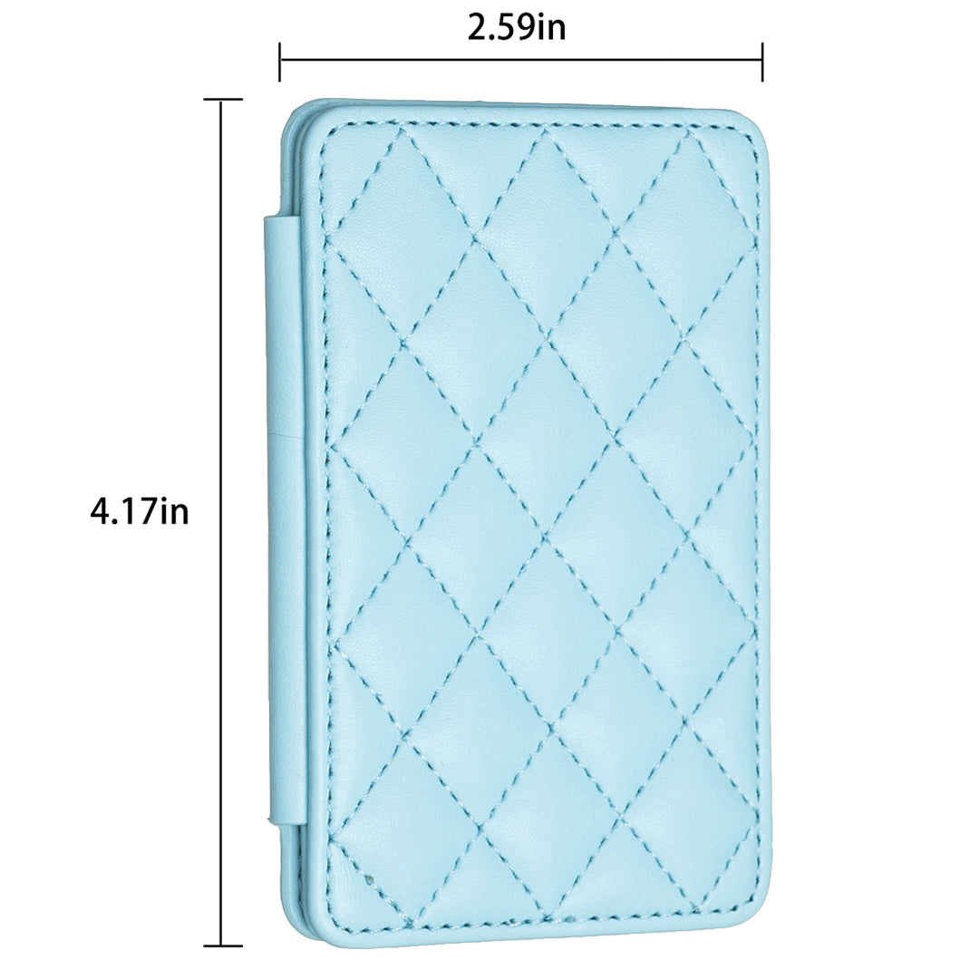 BFK05 3D Rhombus Design Self-adhesive Phone Back Card Holder PU Leather Card Bag - Blue