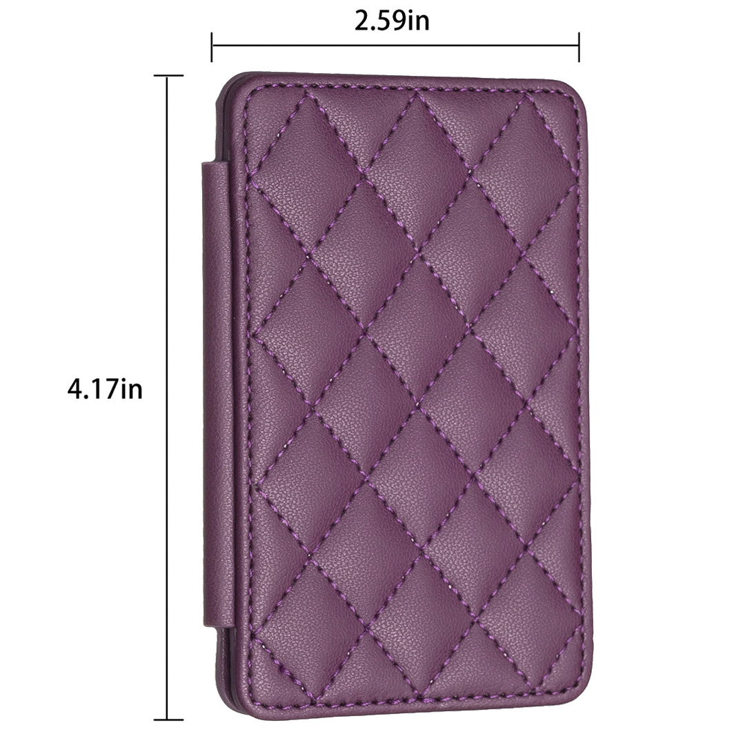 BFK05 3D Rhombus Design Self-adhesive Phone Back Card Holder PU Leather Card Bag - Dark Purple