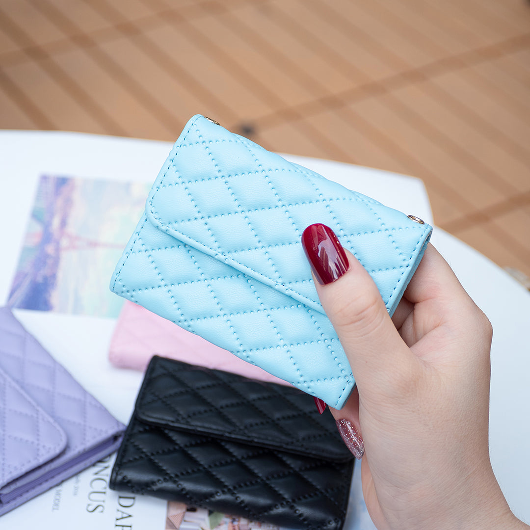 BFK10 Large Capacity Self-adhesive Phone Back Card Holder Horizontal Organ Type PU Leather Card Bag - Blue