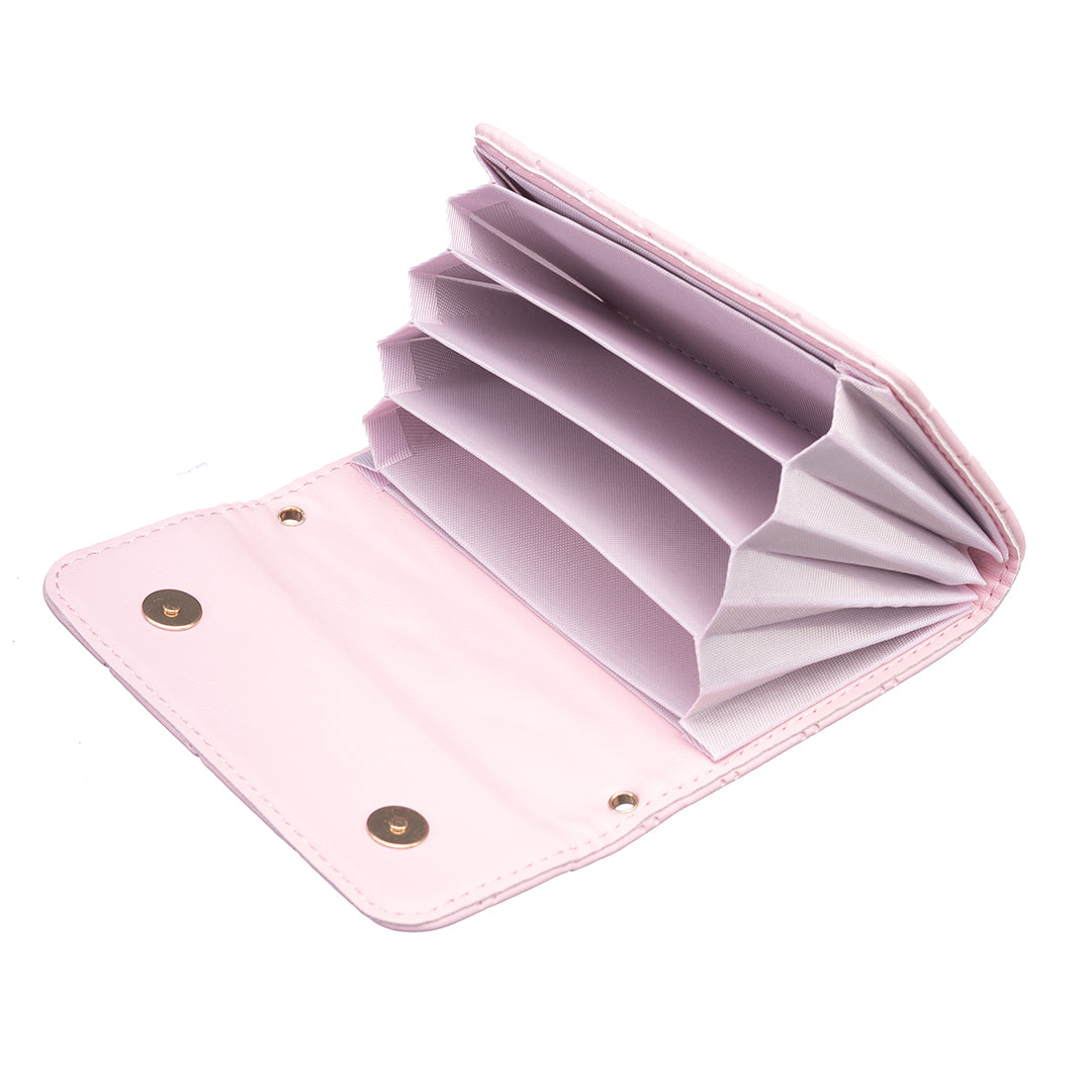 BFK10 Large Capacity Self-adhesive Phone Back Card Holder Horizontal Organ Type PU Leather Card Bag - Pink