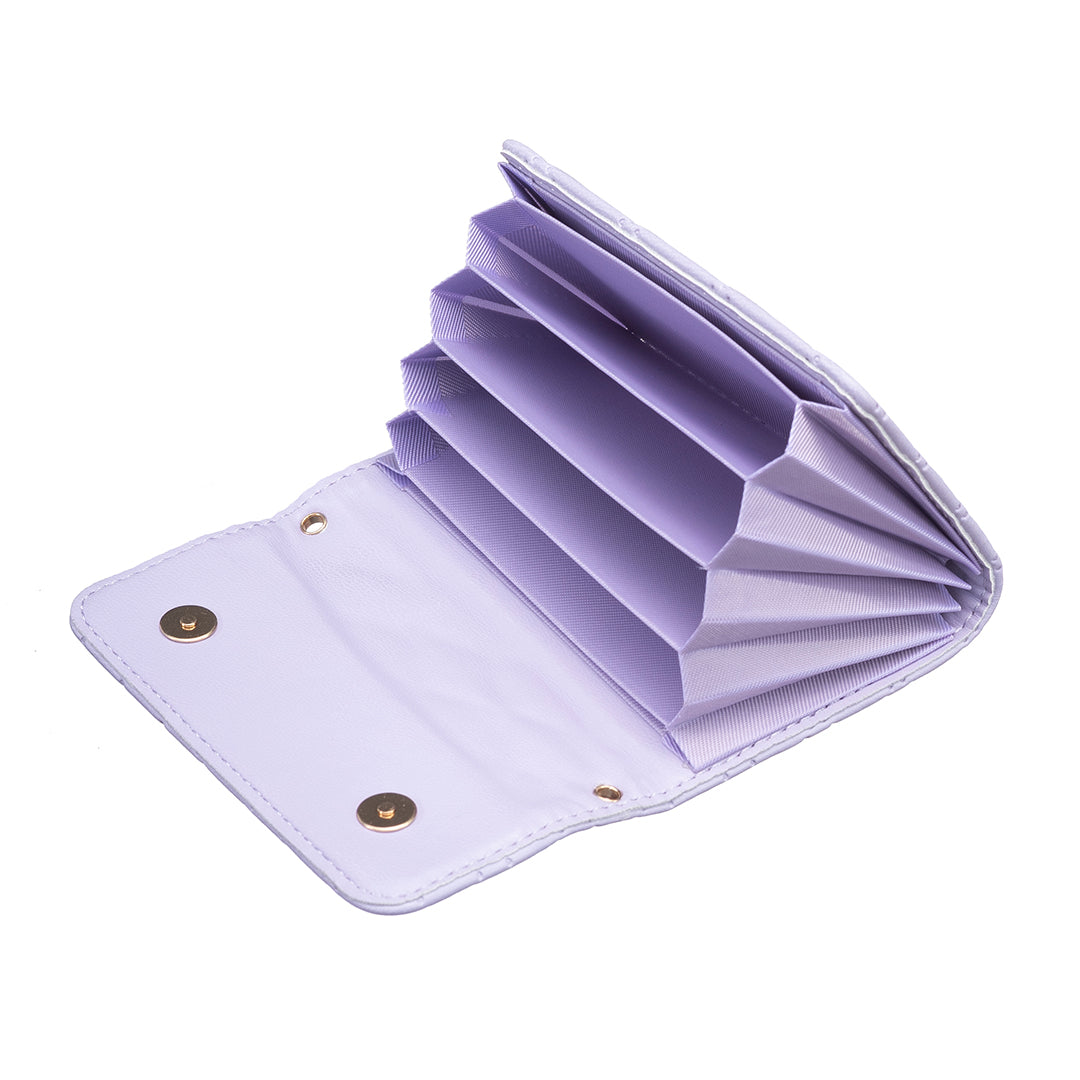 BFK10 Large Capacity Self-adhesive Phone Back Card Holder Horizontal Organ Type PU Leather Card Bag - Purple