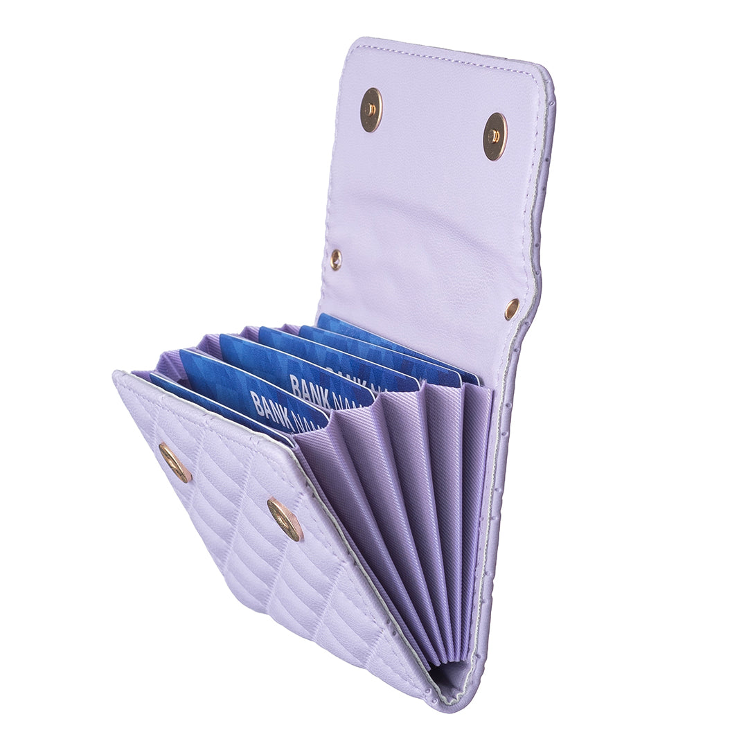 BFK10 Large Capacity Self-adhesive Phone Back Card Holder Horizontal Organ Type PU Leather Card Bag - Purple