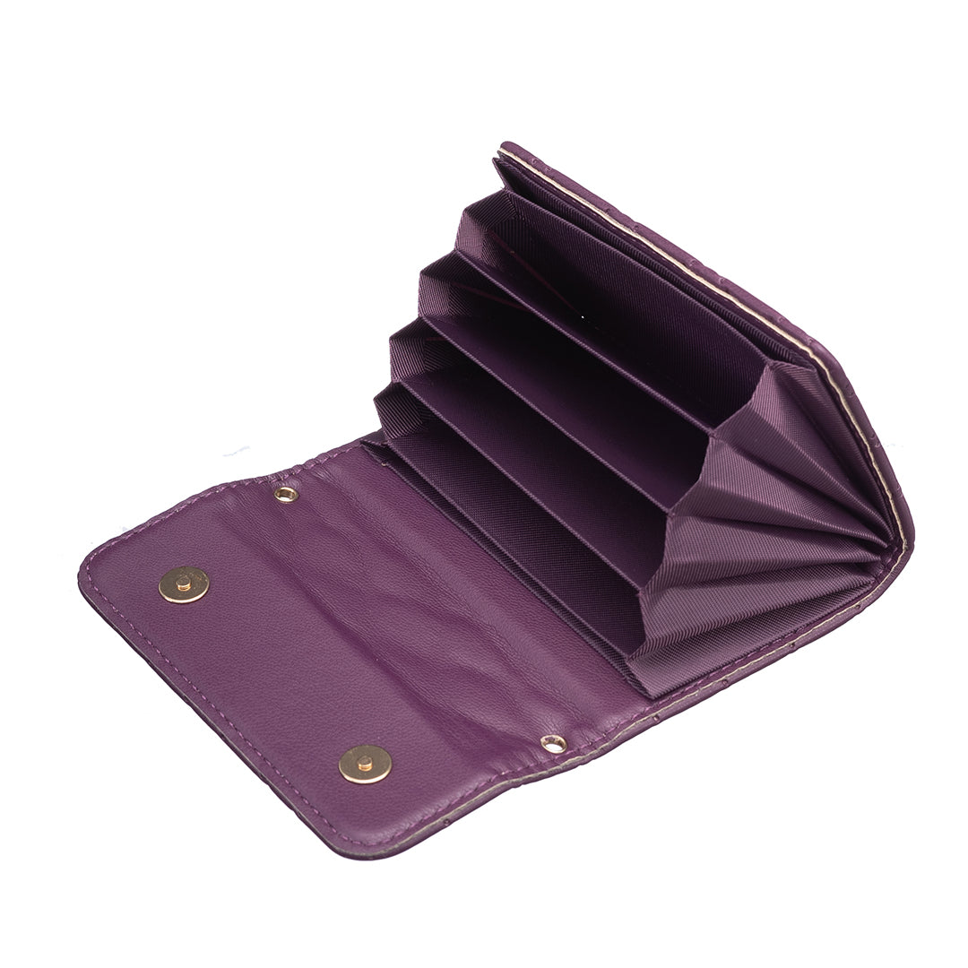 BFK10 Large Capacity Self-adhesive Phone Back Card Holder Horizontal Organ Type PU Leather Card Bag - Dark Purple