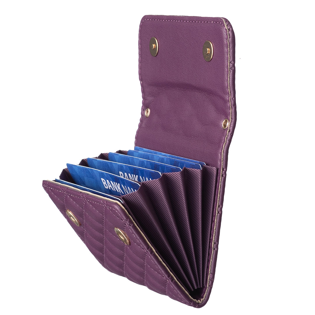 BFK10 Large Capacity Self-adhesive Phone Back Card Holder Horizontal Organ Type PU Leather Card Bag - Dark Purple