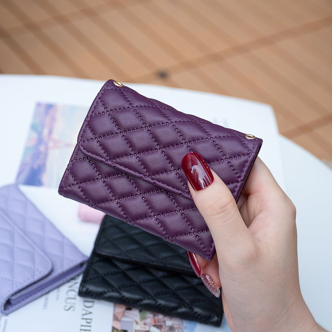BFK10 Large Capacity Self-adhesive Phone Back Card Holder Horizontal Organ Type PU Leather Card Bag - Dark Purple