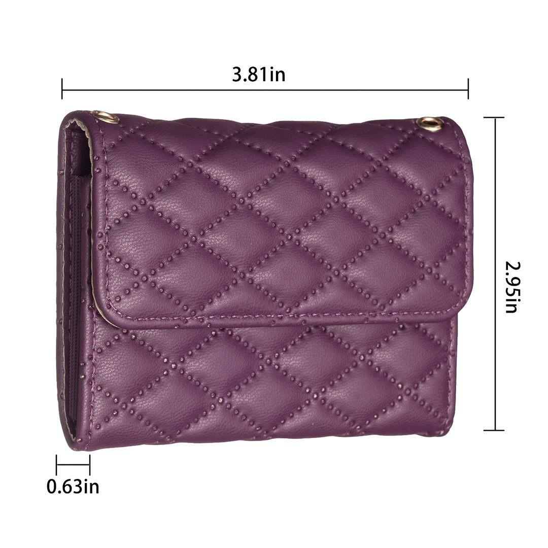 BFK10 Large Capacity Self-adhesive Phone Back Card Holder Horizontal Organ Type PU Leather Card Bag - Dark Purple