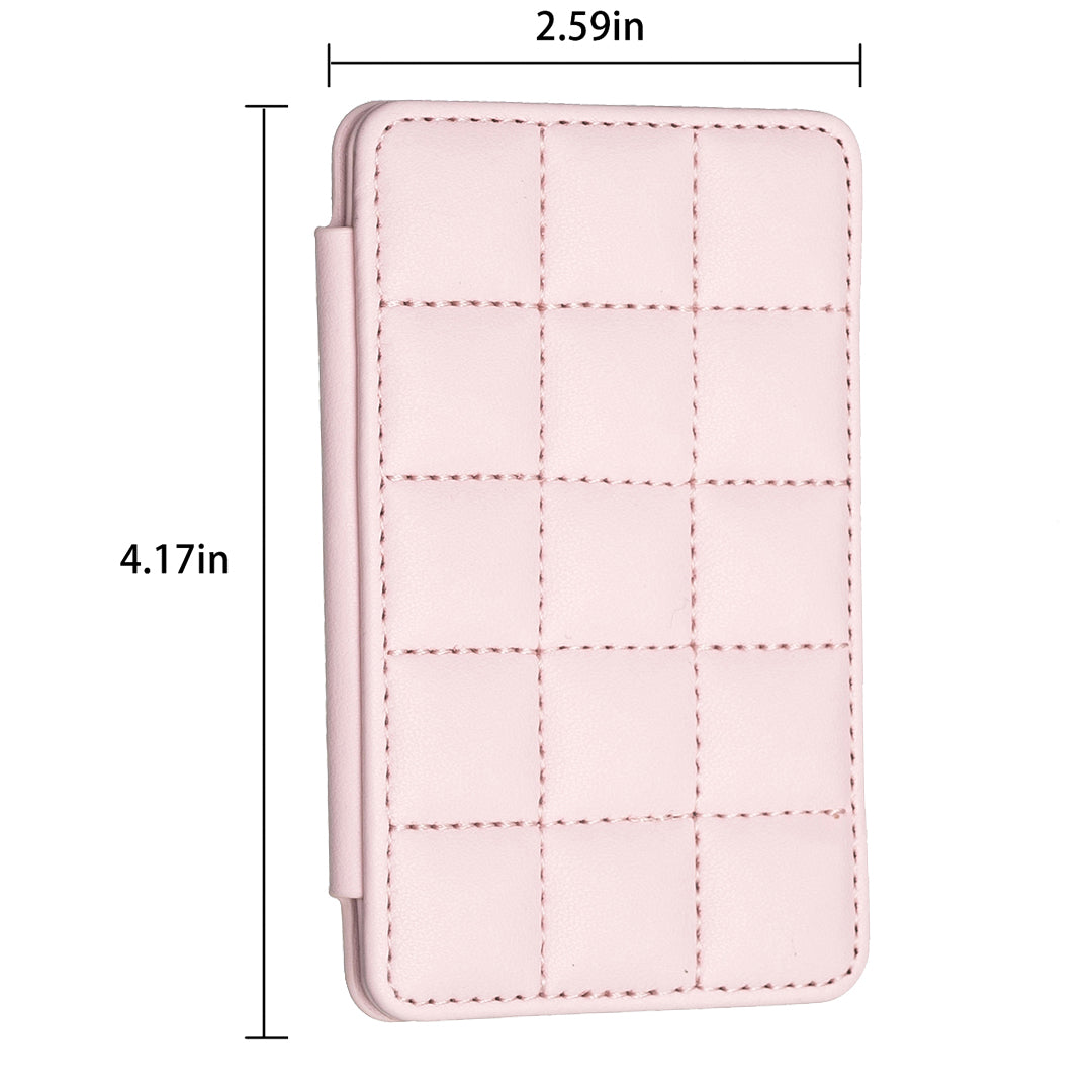 BFK01 3D Grid Design Phone Back Card Holder Self-adhesive PU Leather Card Bag - Pink