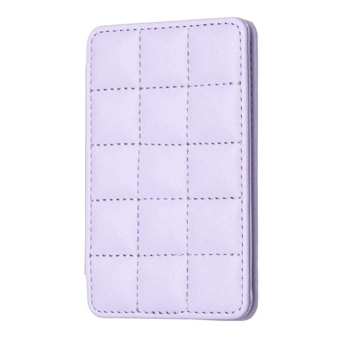 BFK01 3D Grid Design Phone Back Card Holder Self-adhesive PU Leather Card Bag - Purple