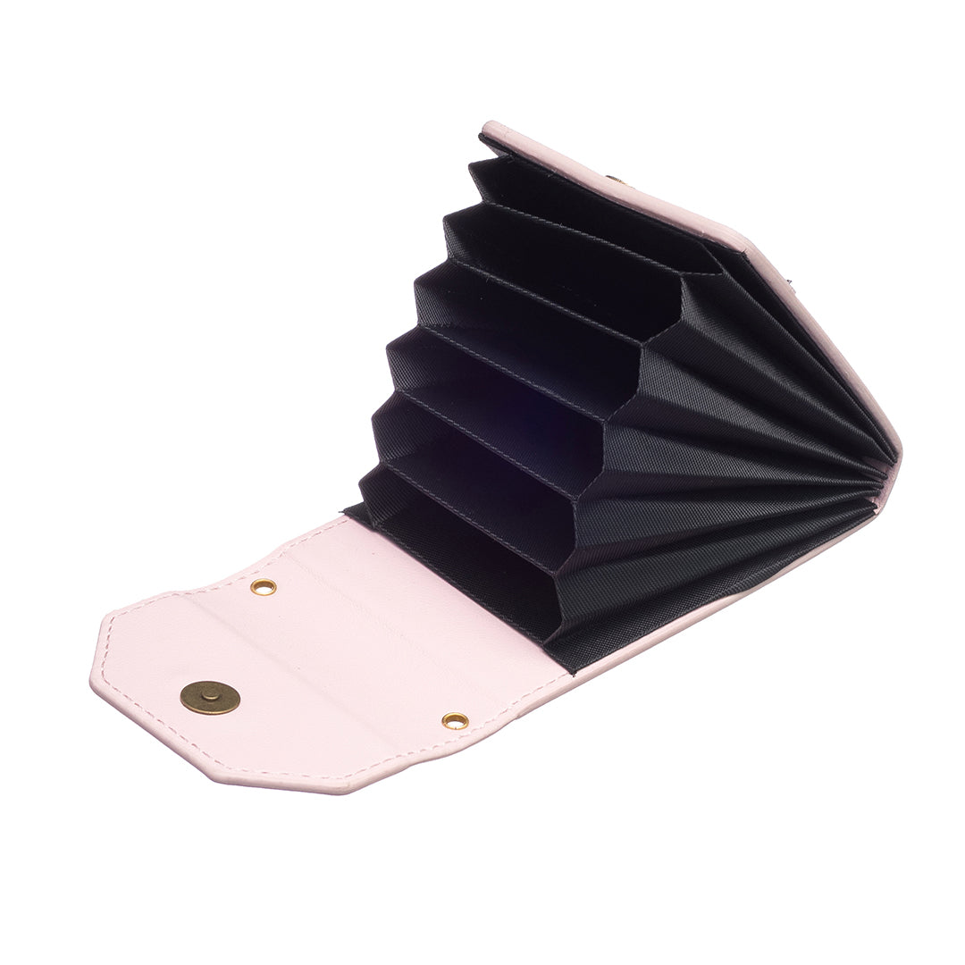 BFK04 Phone Card Holder Stick-on Card Sleeve Pocket Ring Kickstand Leather Pouch for Back of Phone - Pink