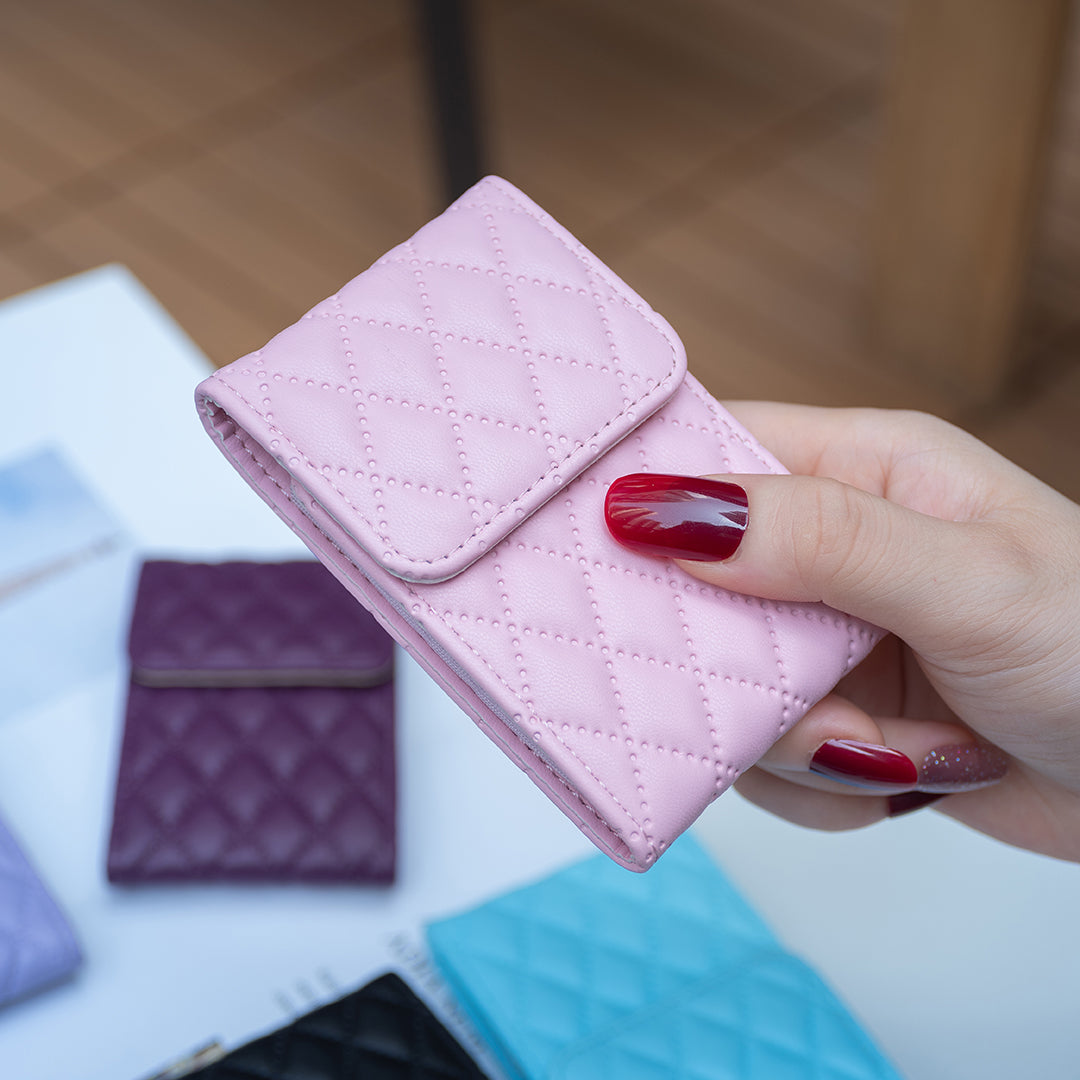 BFK08 Cell Phone Card Holder for Back of Phone Case Imprinted Leather Card Pouch Sleeve Adhesive Sticker - Pink