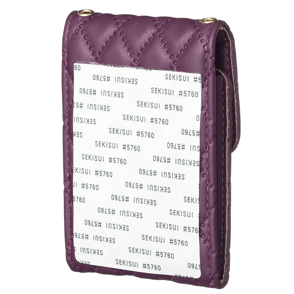 BFK08 Cell Phone Card Holder for Back of Phone Case Imprinted Leather Card Pouch Sleeve Adhesive Sticker - Dark Purple