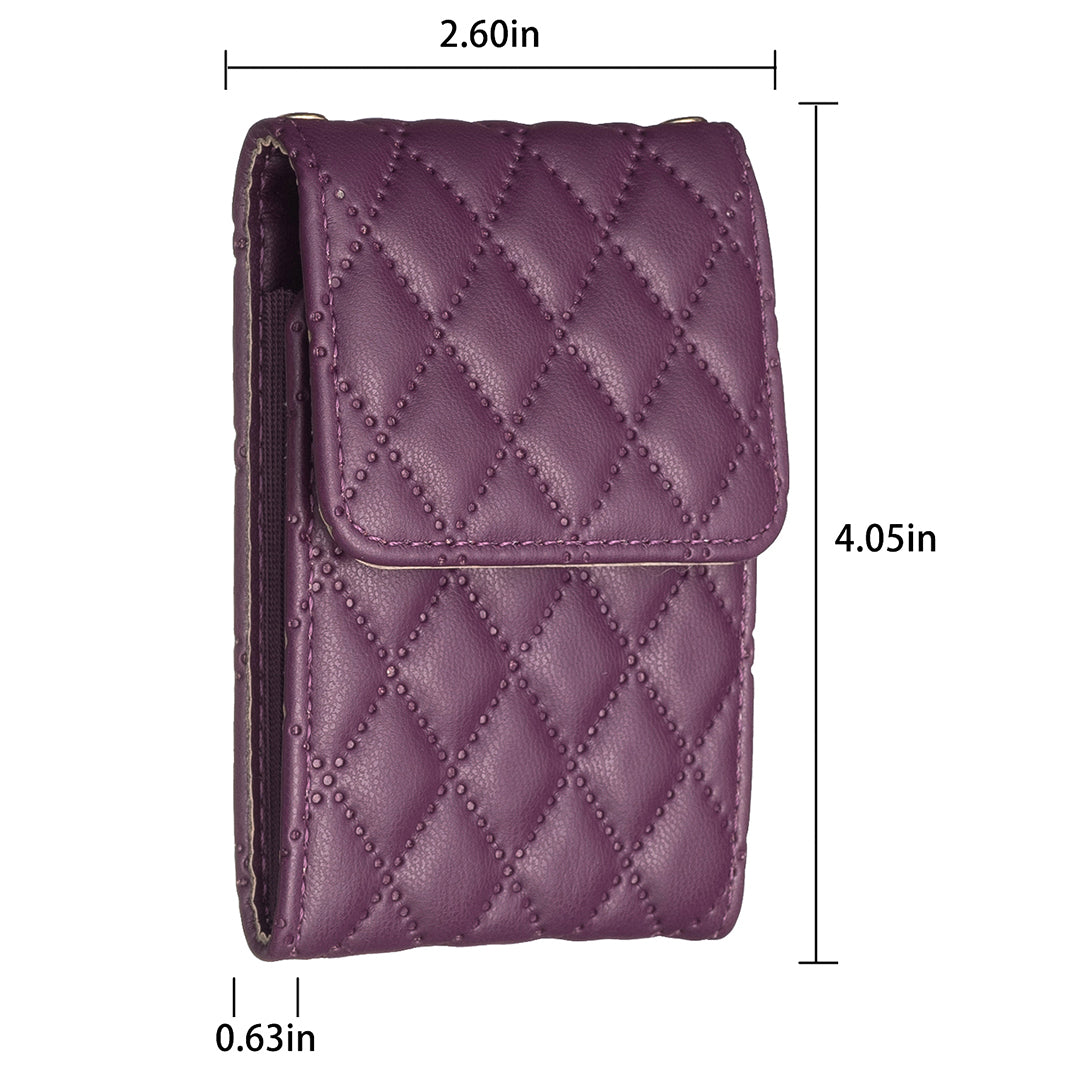 BFK08 Cell Phone Card Holder for Back of Phone Case Imprinted Leather Card Pouch Sleeve Adhesive Sticker - Dark Purple