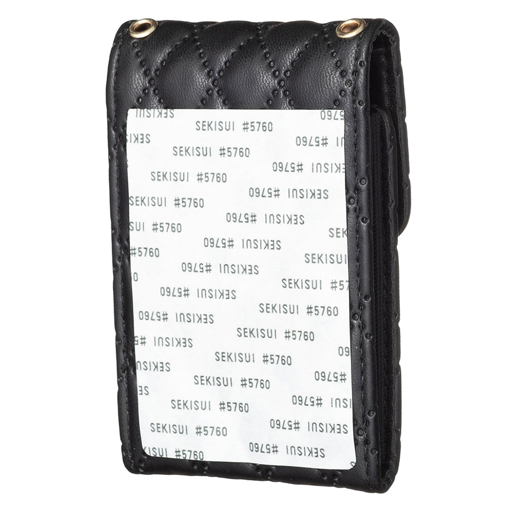 BFK08 Cell Phone Card Holder for Back of Phone Case Imprinted Leather Card Pouch Sleeve Adhesive Sticker - Black