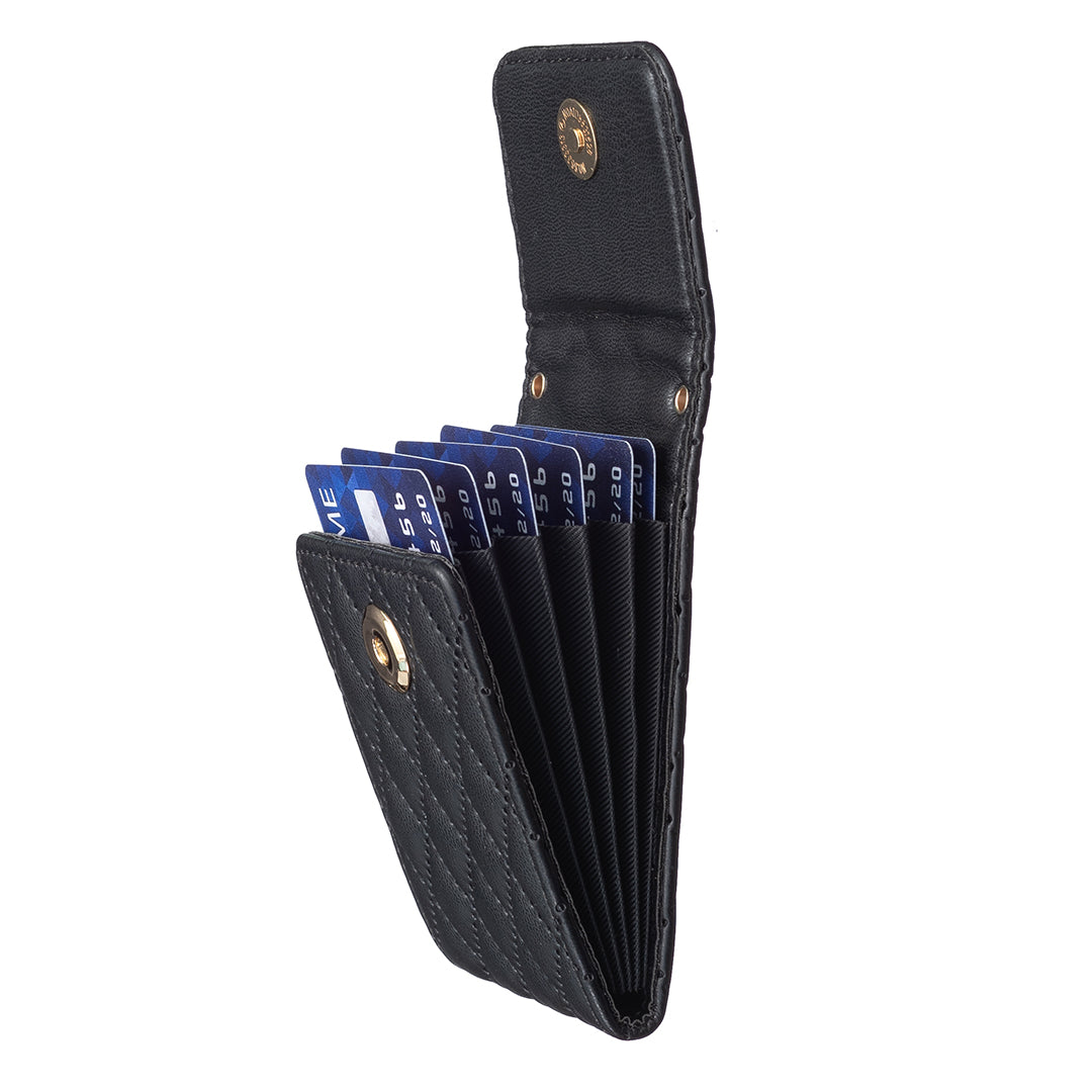 BFK08 Cell Phone Card Holder for Back of Phone Case Imprinted Leather Card Pouch Sleeve Adhesive Sticker - Black