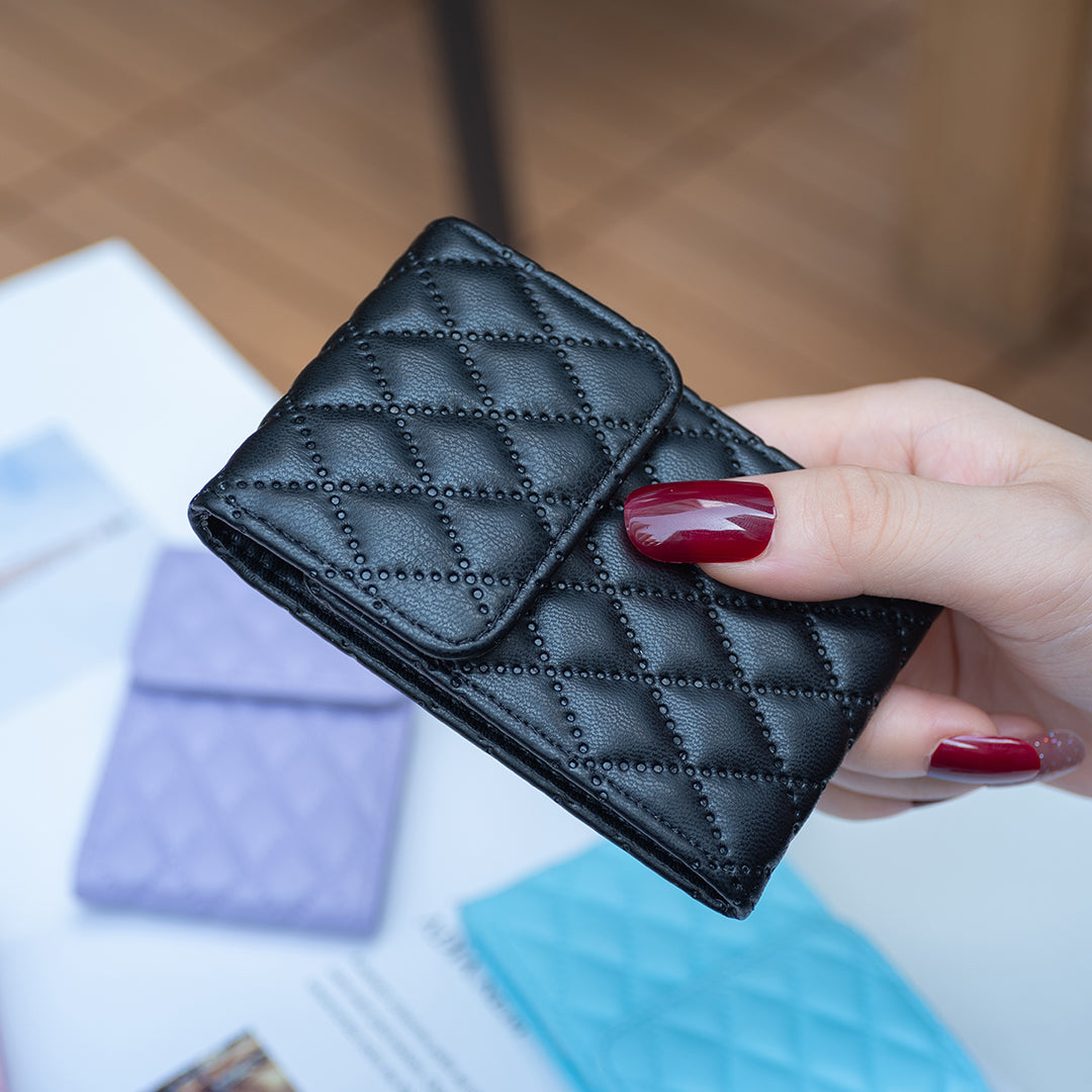 BFK08 Cell Phone Card Holder for Back of Phone Case Imprinted Leather Card Pouch Sleeve Adhesive Sticker - Black