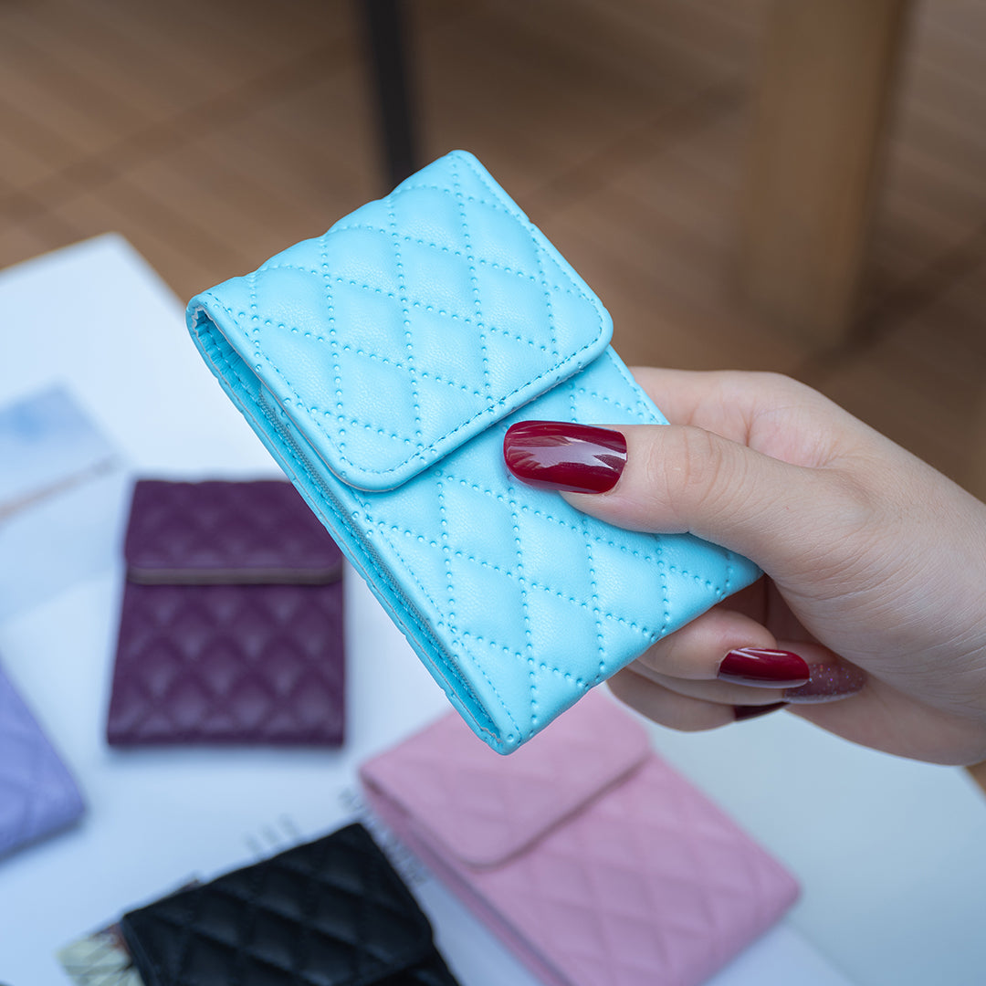 BFK08 Cell Phone Card Holder for Back of Phone Case Imprinted Leather Card Pouch Sleeve Adhesive Sticker - Blue