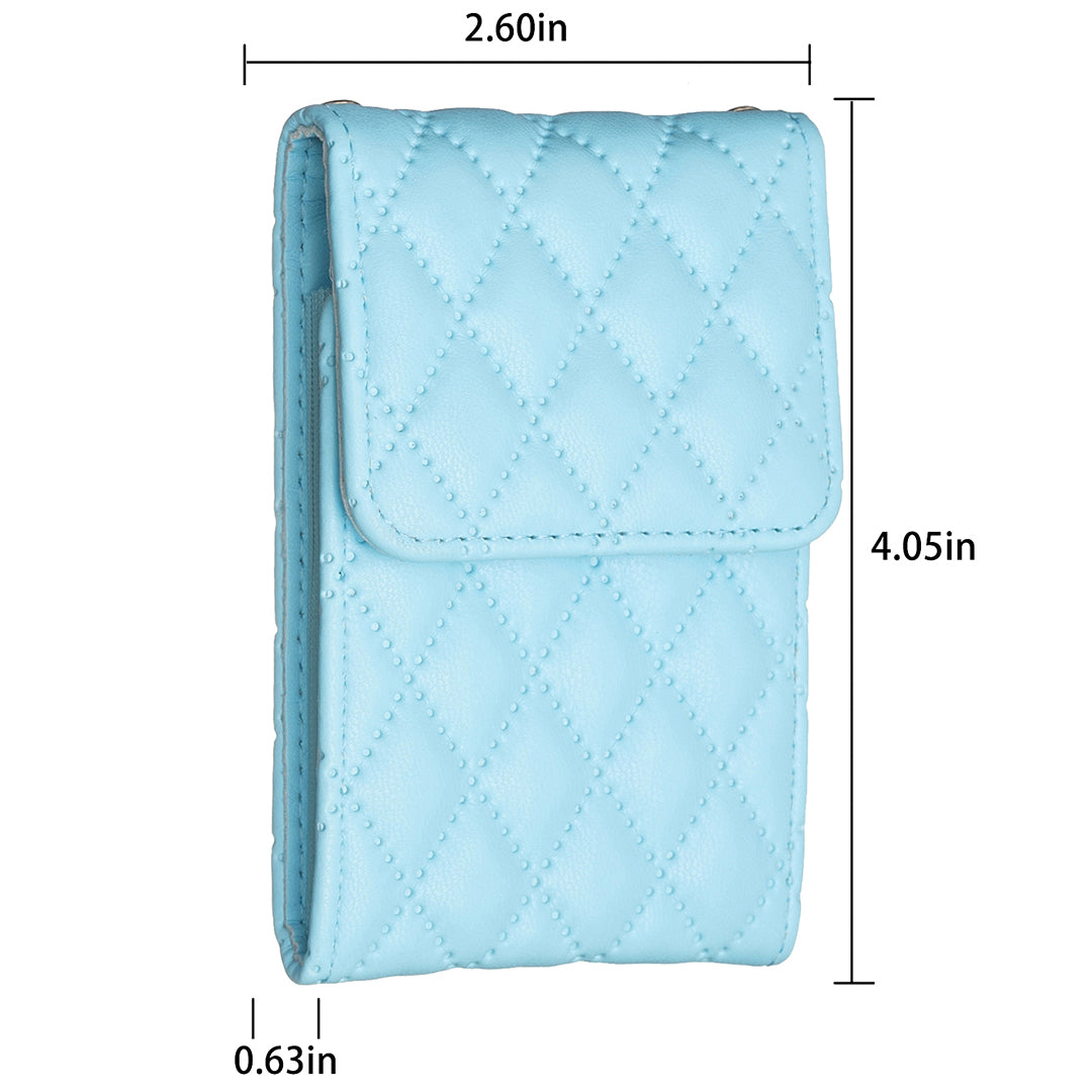 BFK08 Cell Phone Card Holder for Back of Phone Case Imprinted Leather Card Pouch Sleeve Adhesive Sticker - Blue